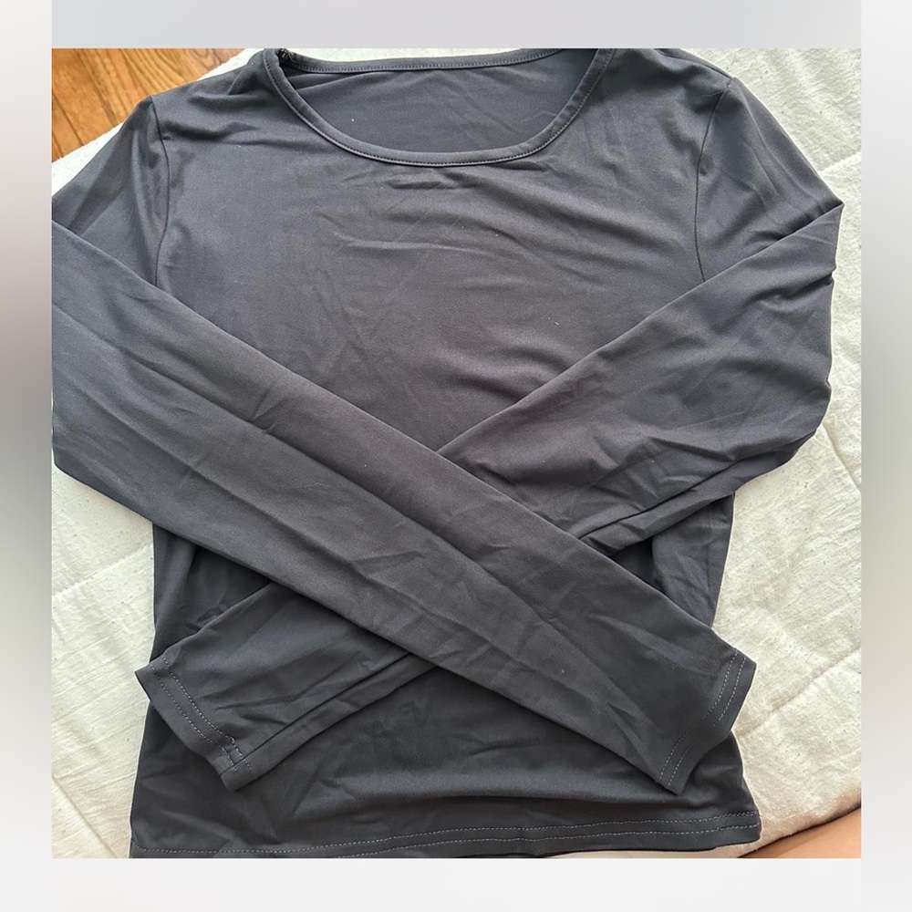 gray long sleeve top